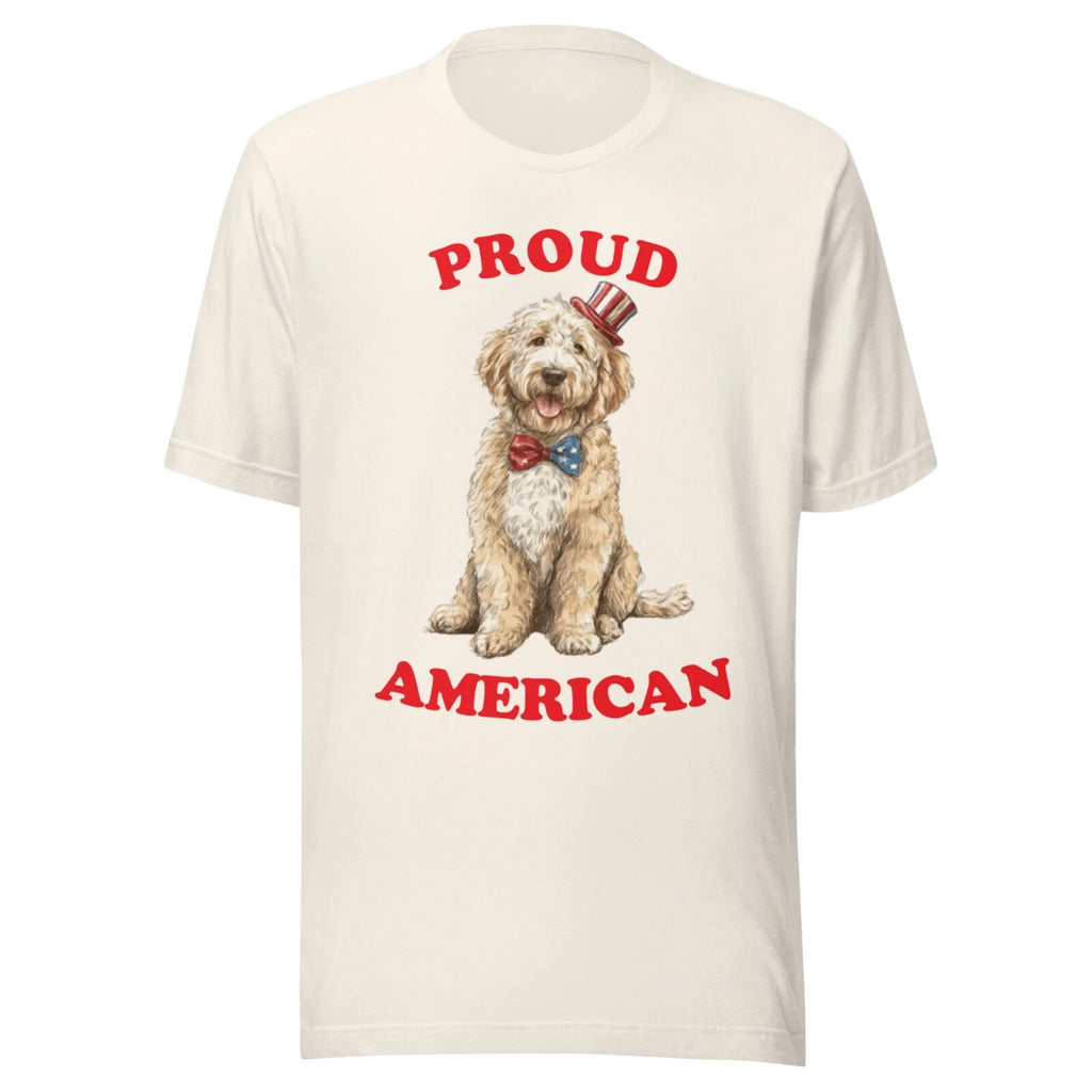 GOLDENDOODLE SHIRT - PATRIOTIC 4TH JULY AMERICAN ADULT - ALL SIZES - VTG WHITE