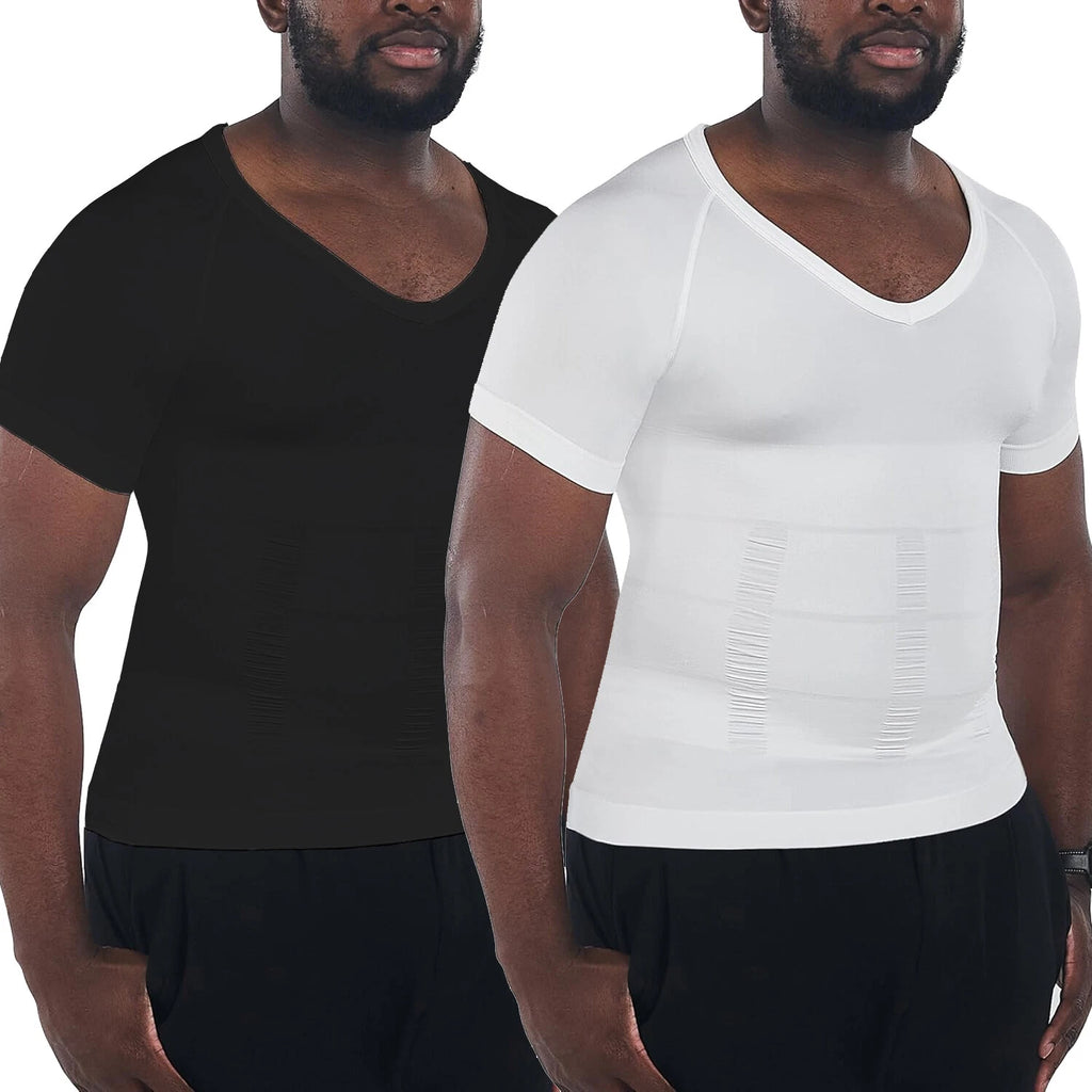 Men's Gynecomastia Undershirt V-Neck Chest Compression Shirts Slim Body Shaper