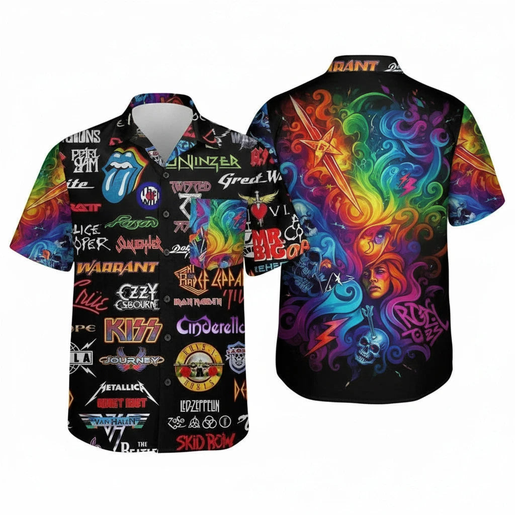 80s Rock Band Hawaiian Shirt, retro throwback music shirt, vintage Hawaiian Shir