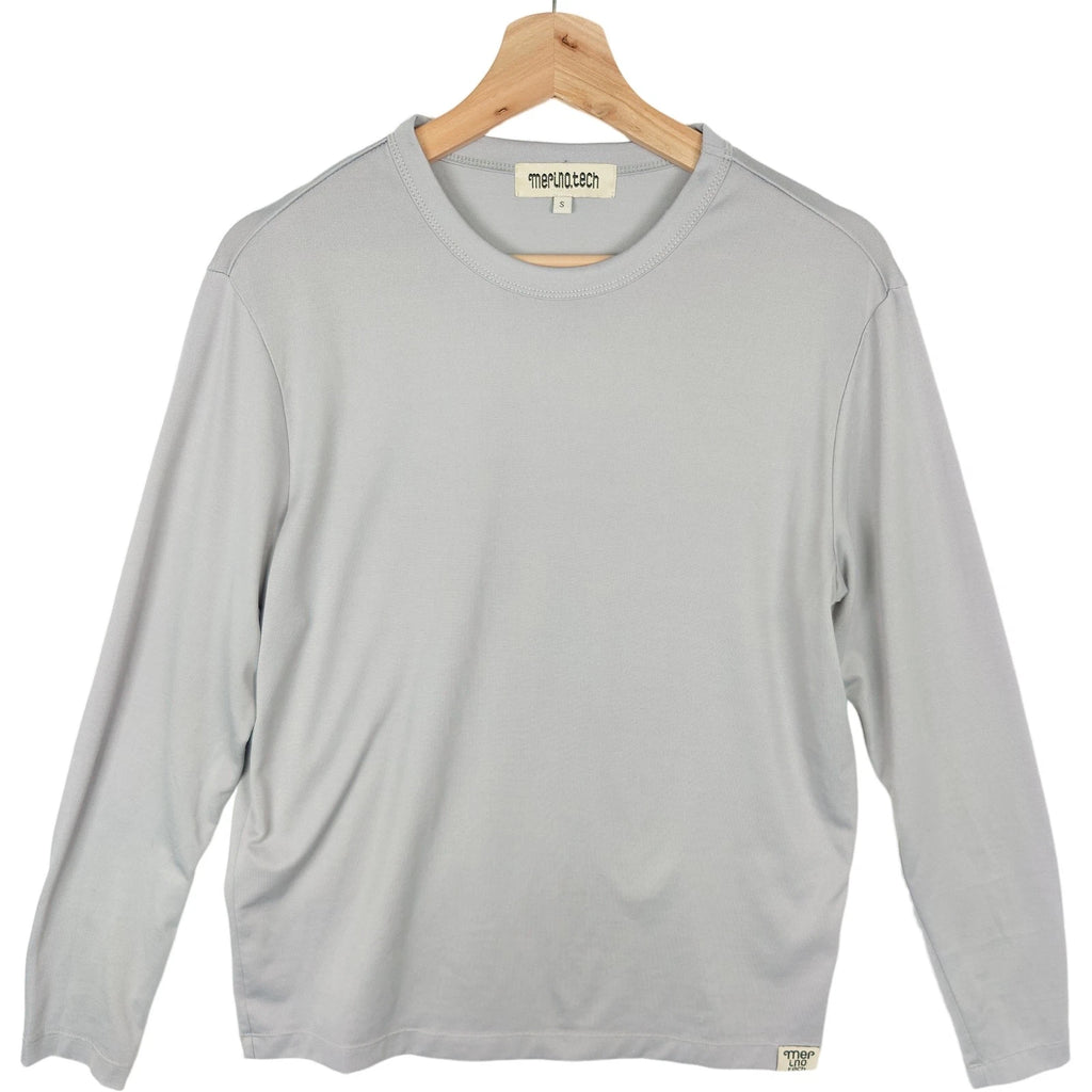 Merino.tech Men's Gray 100% Merino Wool Long Sleeve Crew Neck Shirt S