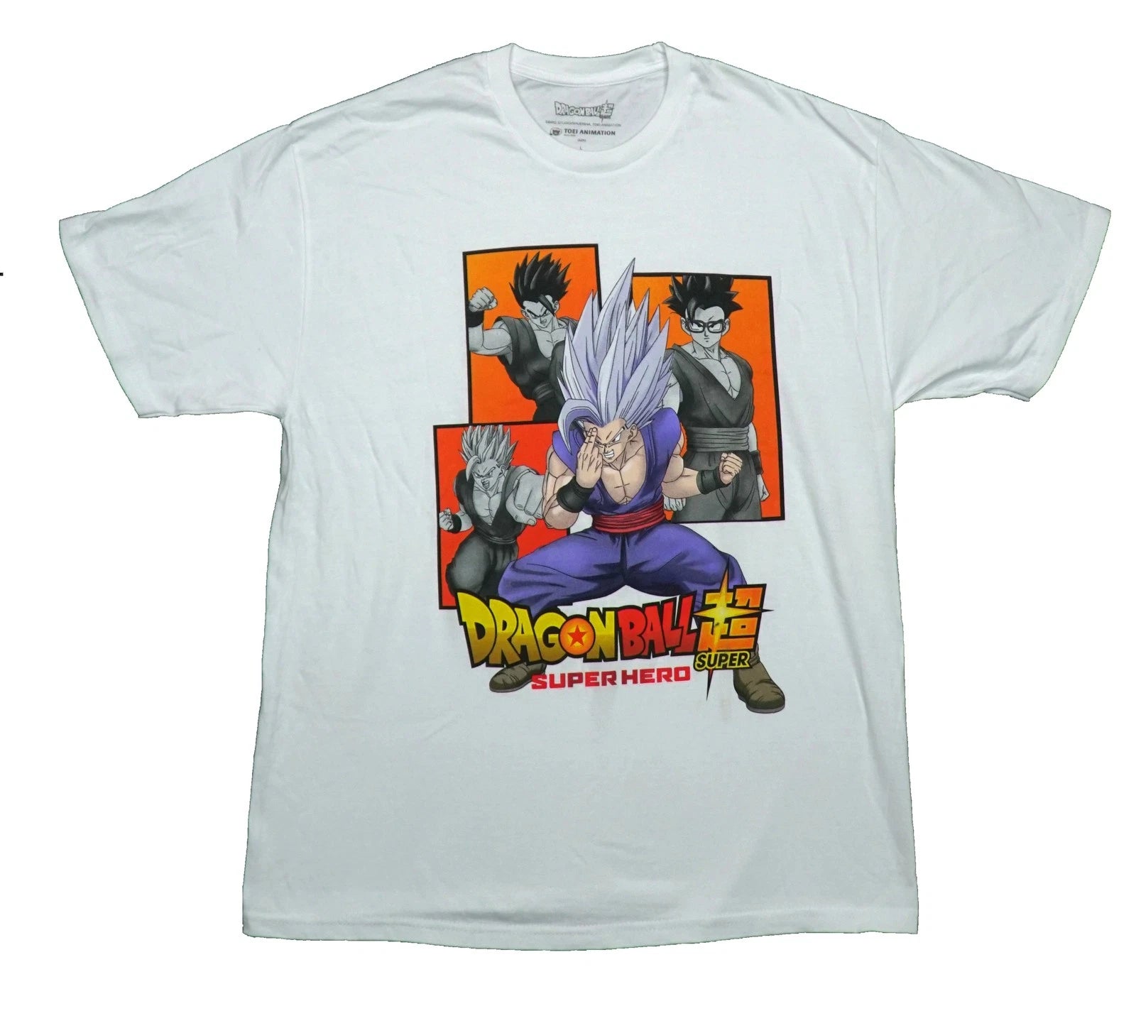 Dragon Ball Z New Adult T-Shirt - Gohan Over Portraits with Orange Background