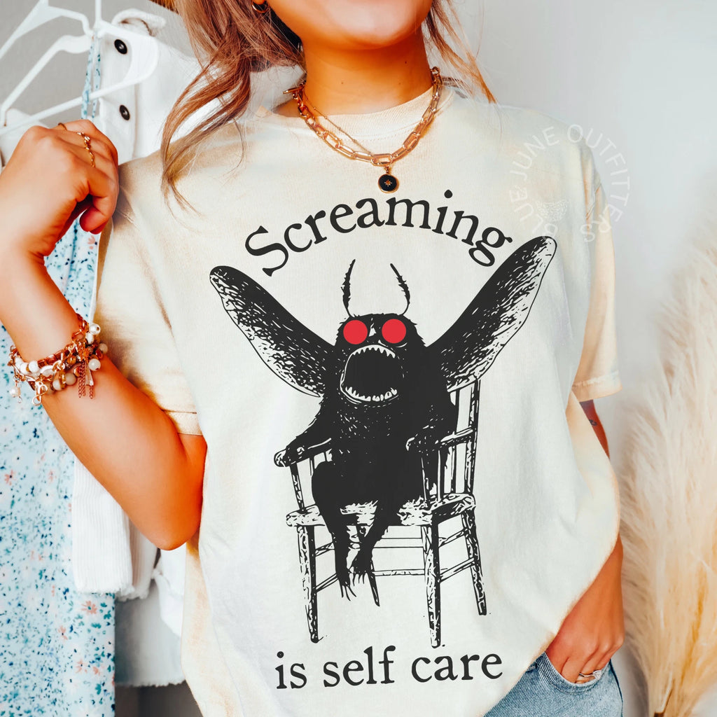 Screaming Is Self Care Cryptid T-Shirt | Funny Comfort Colors Tee SM-4XL