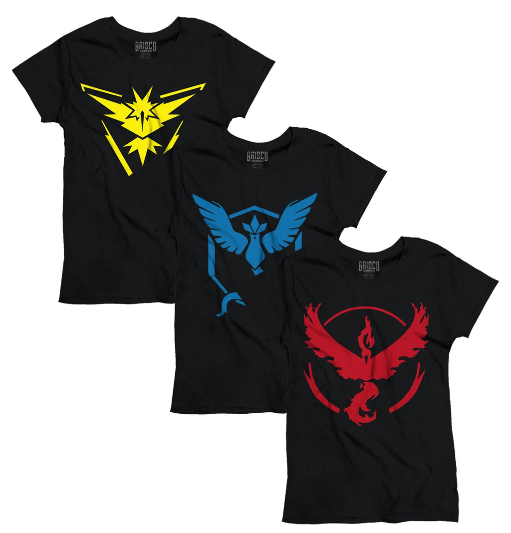 Anime Manga Team Instinct Bird GO Emblem Womens Top Junior Graphic Tee