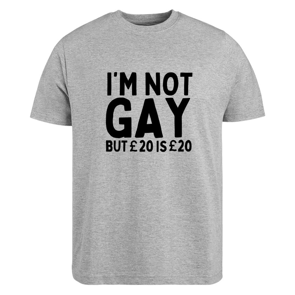 I'm Not Gay But 20 Is 20 Funny Unisex T-Shirt Sarcastic Witty Hilarious Joke Tee
