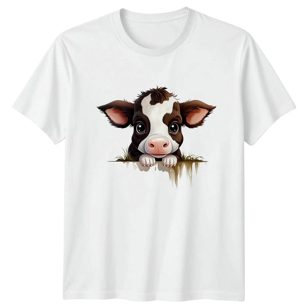 Cute Peeking Cow T-Shirt Cow Animals Birthday Gift For Him And Her