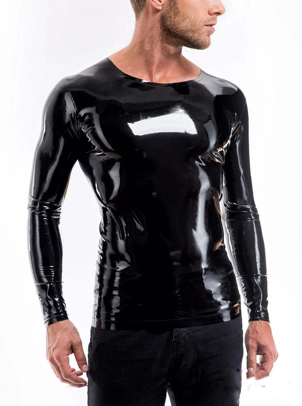 Latex T-shirt O Neck Long Sleeve No Zipper Short Sleeves Slim 0.4mm