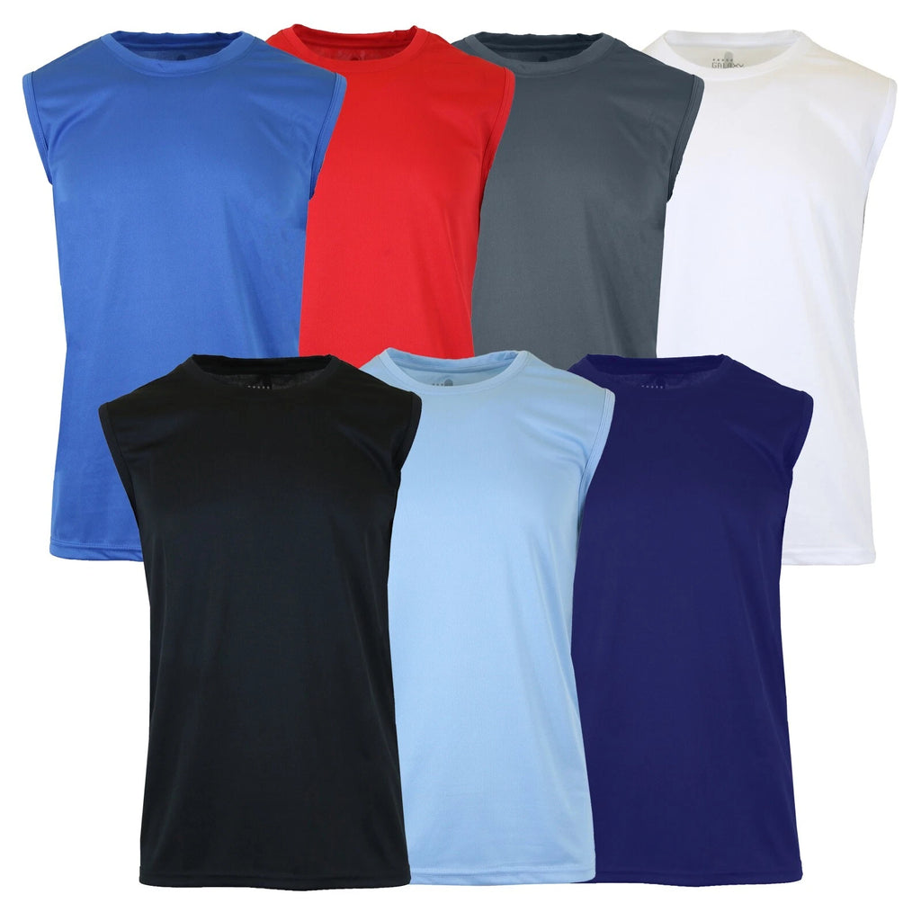Men's Moisture Wicking Crew Neck Muscle Tee Gym TAGLESS (S-2XL ) NWT FREE SHIP