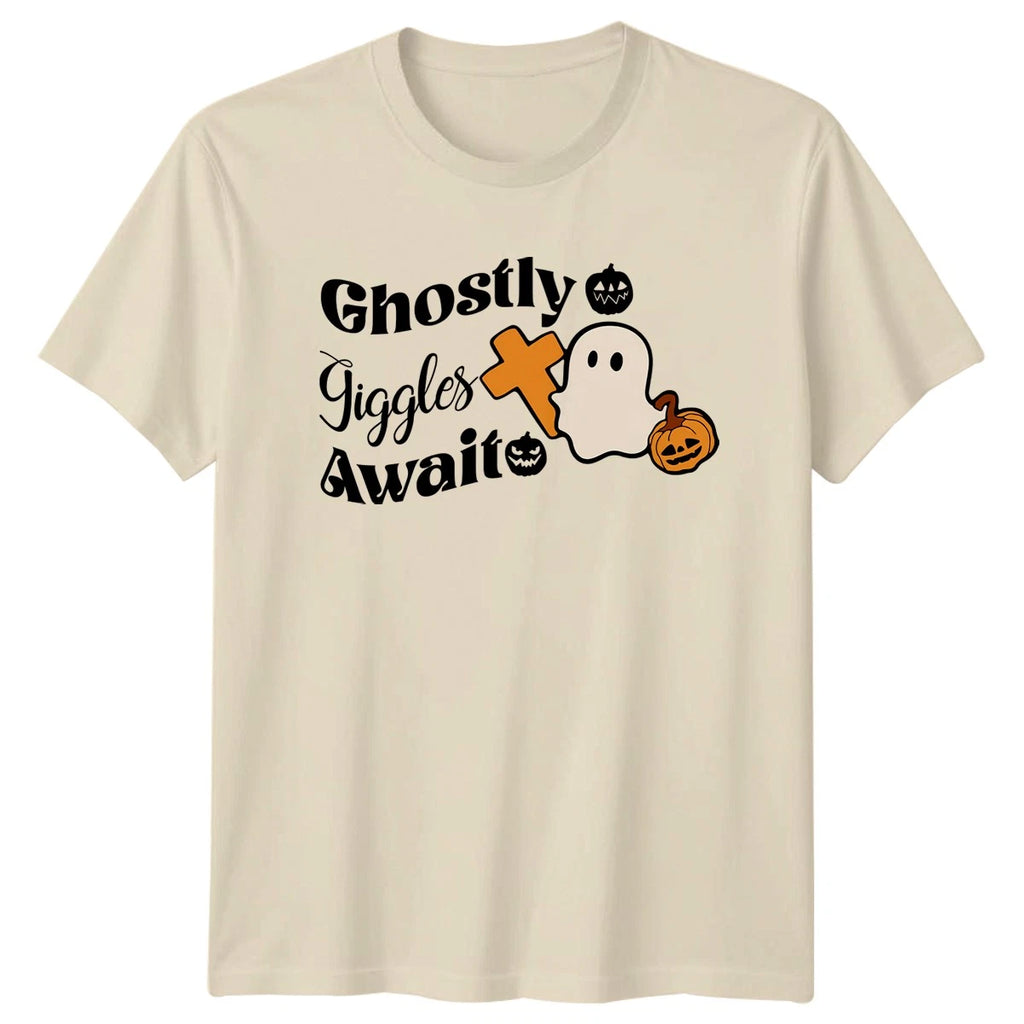 Ghostly Jiggles Await T-Shirt Humorous Halloween Gift For Him And Her