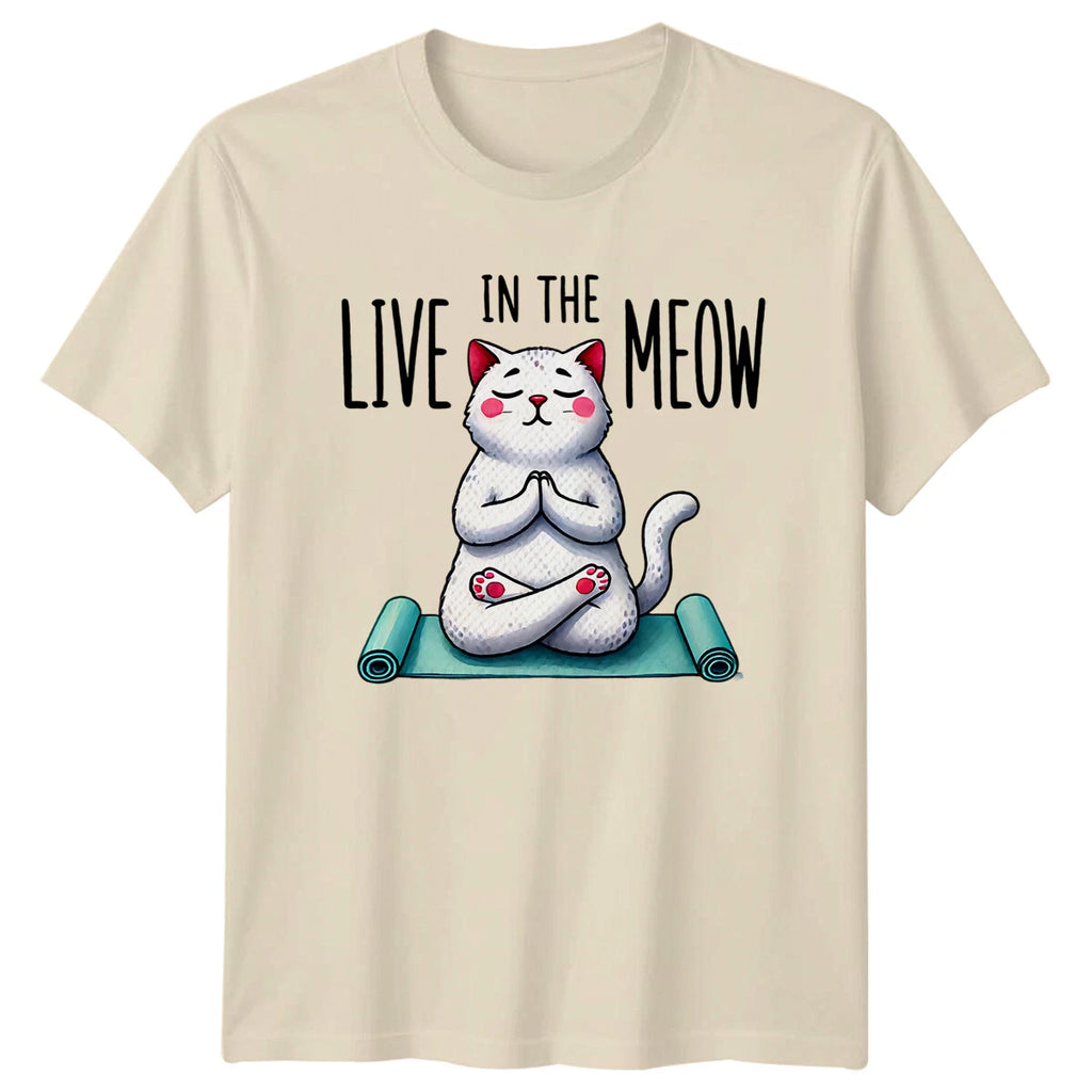 Live In The Meow Yoga Cat Funny Fitness T-Shirt