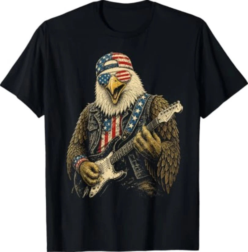 4th of July Patriotic Eagle Guitar 1776 2026 T-Shirt