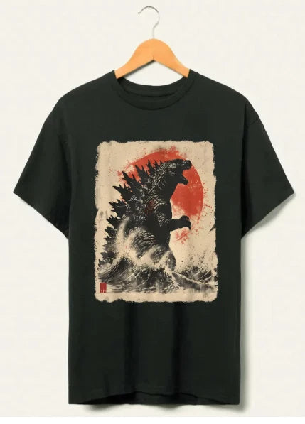 Retro Vintage Japanese Godzilla Great Wave T-Shirt