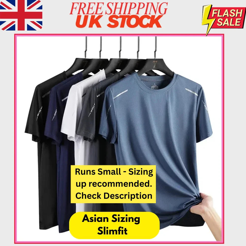 SlimFit CHRLCK Men's Quick Dry Running T-Shirt Breathable Sports Gym Fitness Top