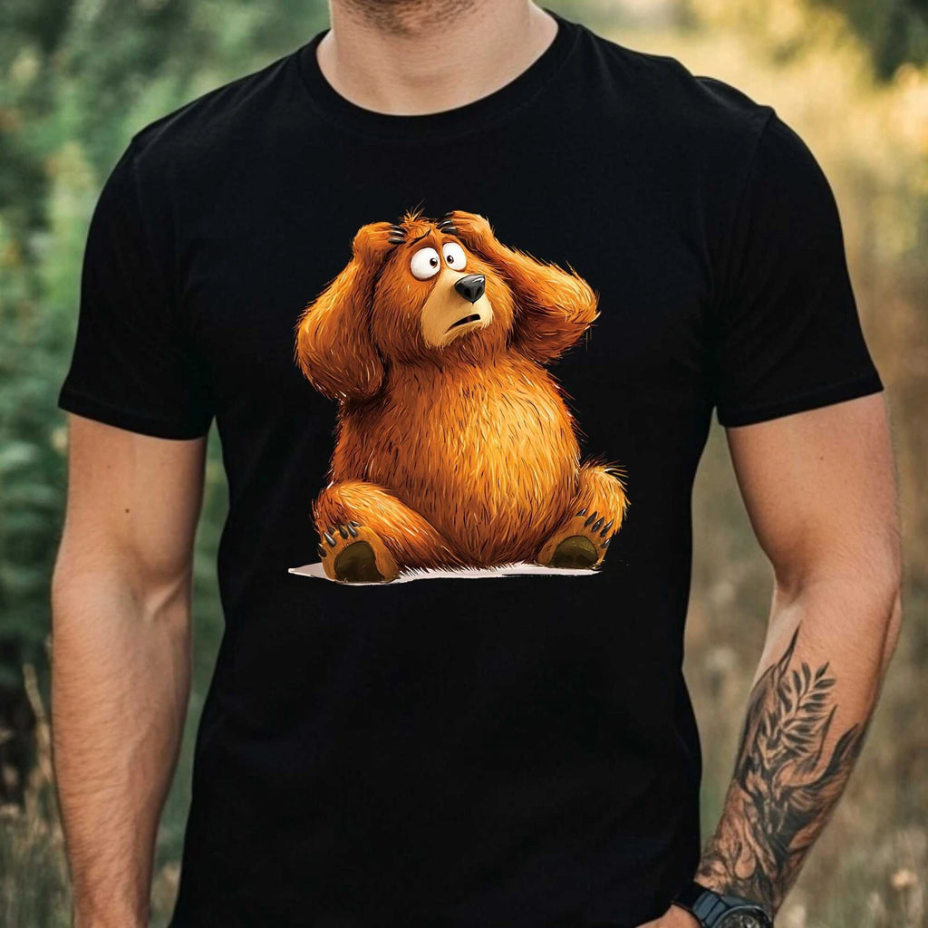 Mens Funny Brown Bear Print Cotton T-Shirt Size XS to 5XL