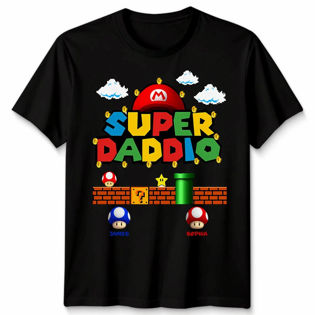Personalised Super Daddio Mens T Shirt Gaming Fathers Day Tee Gaming Dad Gift