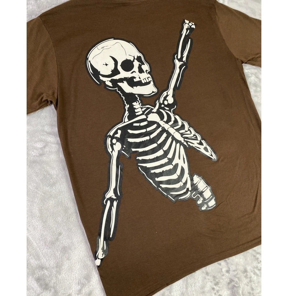 RGSTR T-Shirt Men Large Brown Unwritten End Skeleton Graphic Streetwear Tee