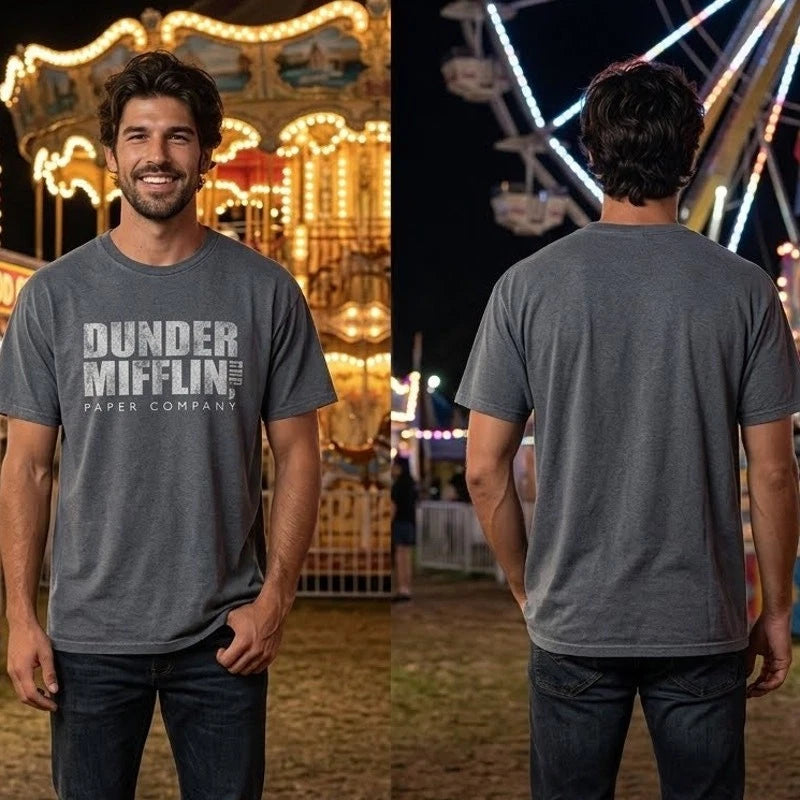 The Office Dunder Mifflin Shirt Mens M Gray Distressed Paper Company Tee 40