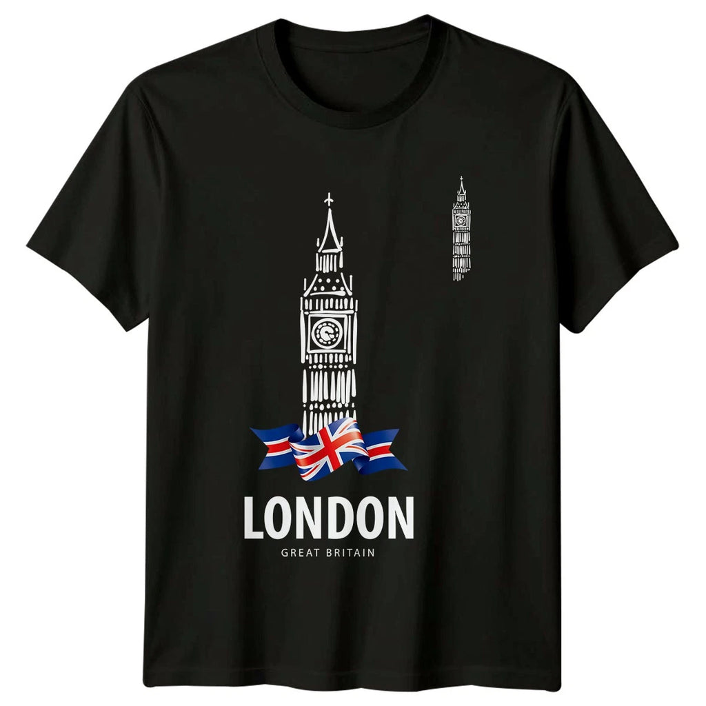 London Great Britain Big Ben Landmark Mens T-Shirt Womens Tee Graphic Unisex Top
