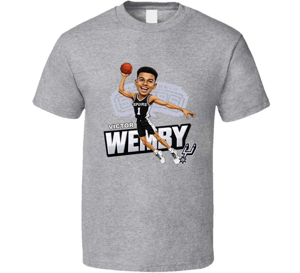 Victor Wembanyama Wemby San Antonio Caricature Retro T Shirt