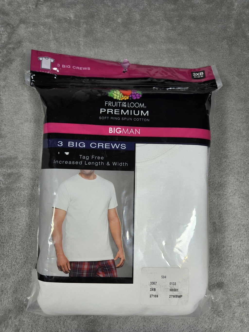 Fruit Of The Loom Mens 3XB Premium Man 3pk Big Crew Undershirt White Shirt NWT