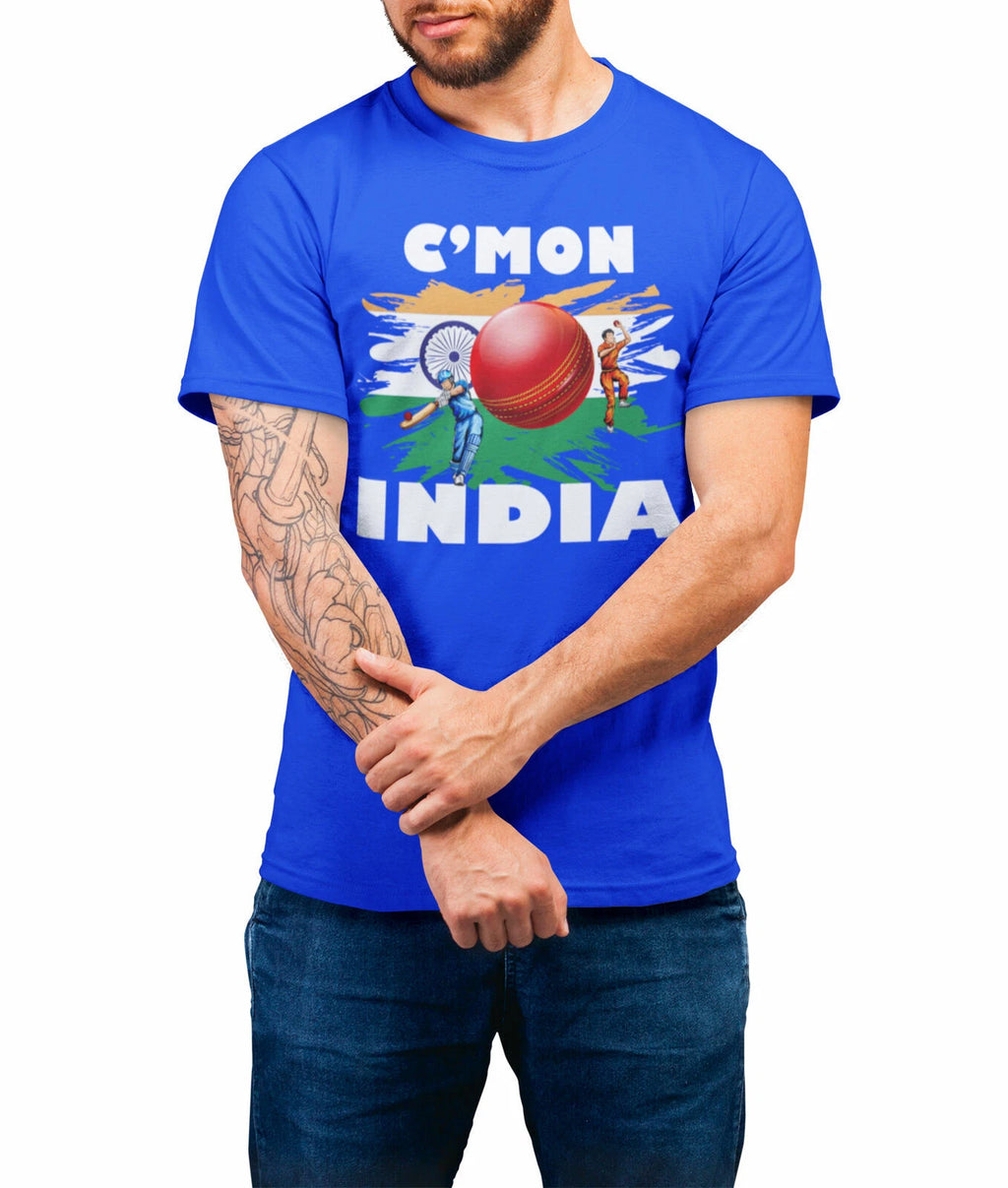 Cmon INDIA Cricket  Cotton T-Shirt Choice of Mens Womens Kids Indian Gift