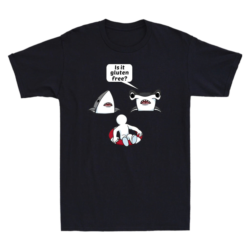 Is It Gluten Free Funny Shark Graphic Gift Shirt Novelty Men's Cotton T-Shirt