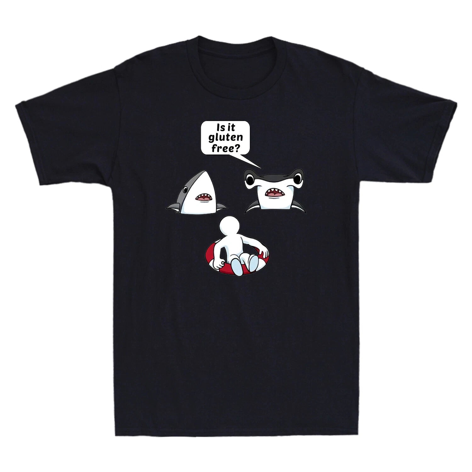Is It Gluten Free Funny Shark Graphic Gift Shirt Novelty Men's Cotton T-Shirt
