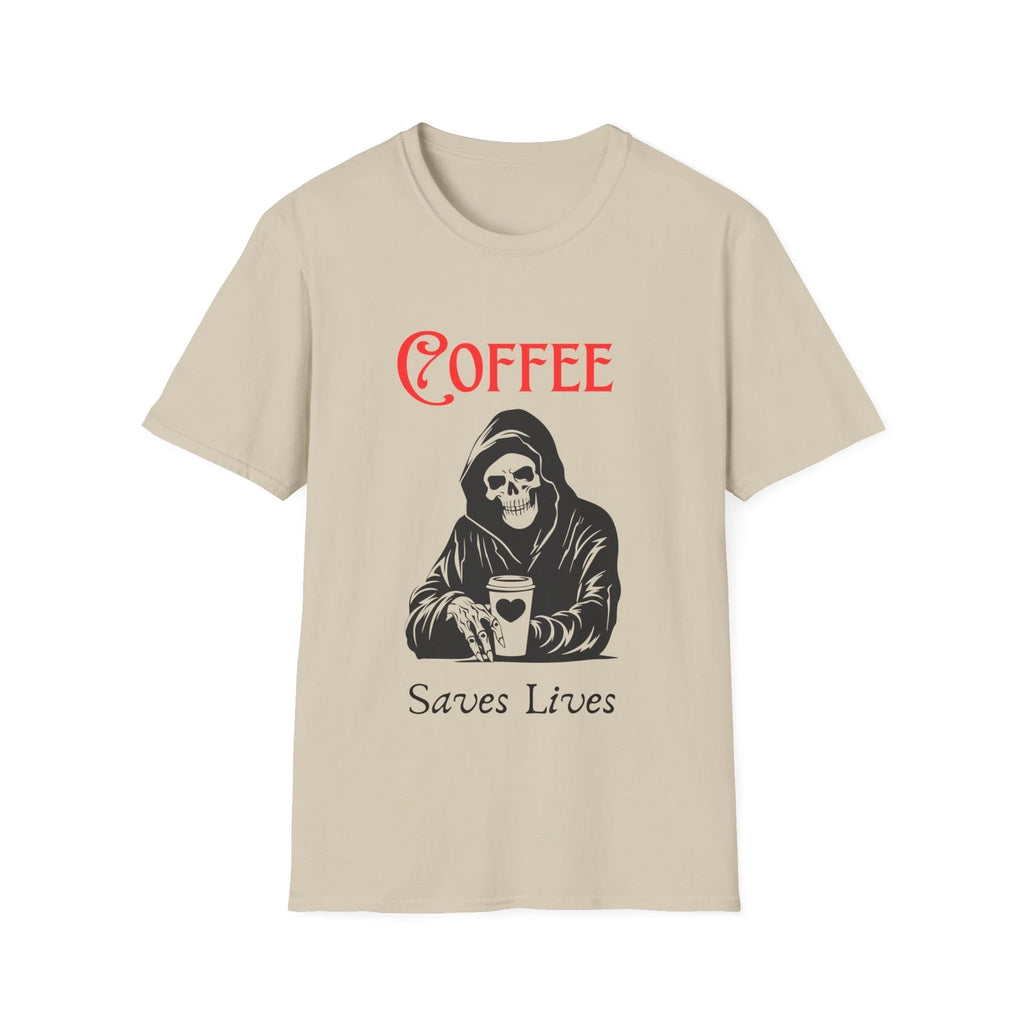 Coffee saves lives T-Shirt, Funny Gift, Caffeine Lover Apparel