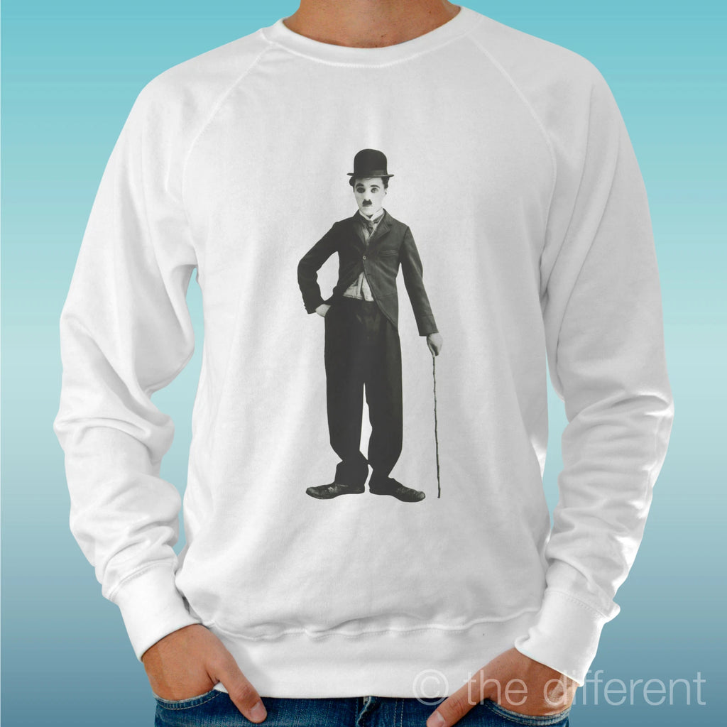 Felpa Man Light Sweater White " Charlie Chaplin " Road To Happiness