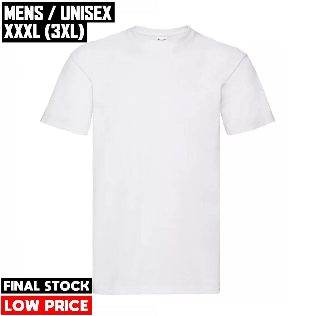 XXXL White T Shirt 3XL Super Premium Fruit of the Loom Mens Unisex Short Sleeve