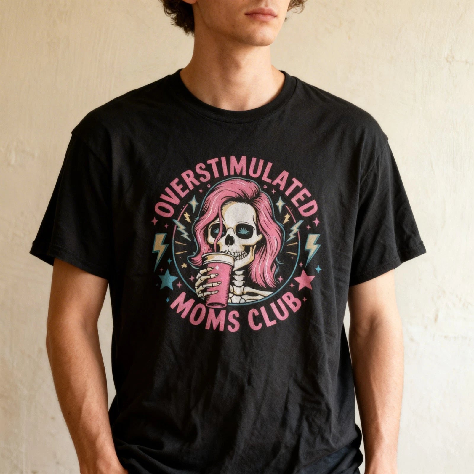Skeleton Mom Coffee Shirt Overstimulated Moms Club Funny Mom Tee