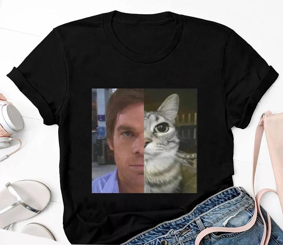 Dext Morgan Funny Cat Meme Unisex black Shirt TQ37461