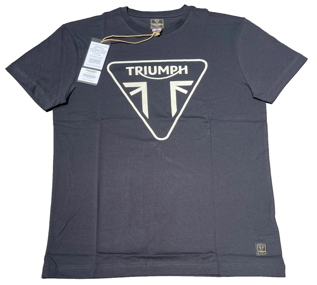 Triumph T-Shirt Mens Small Helston Jet Black Graphic Logo Short Sleeve Cotton