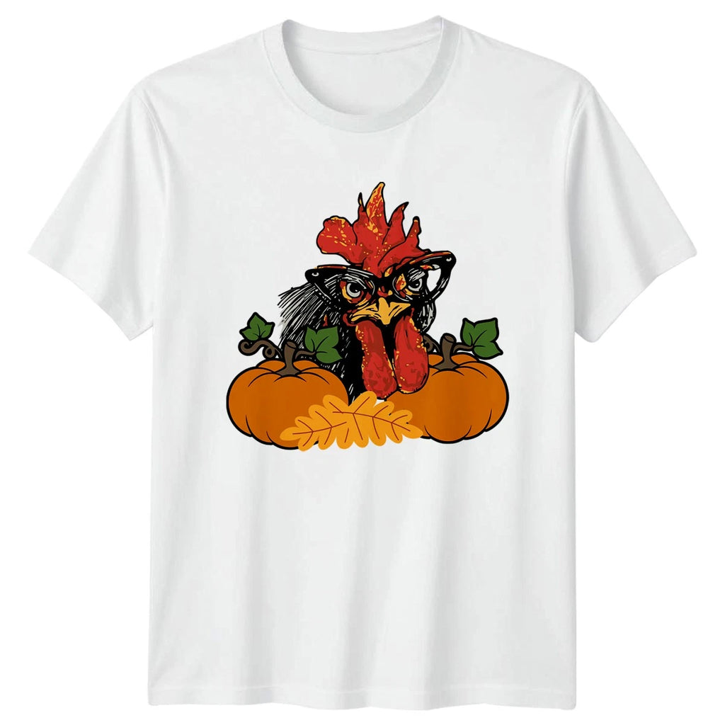 Rooster Pumpkin T-Shirt Farm Animals Autumn Thanksgiving Gift For Him And Her