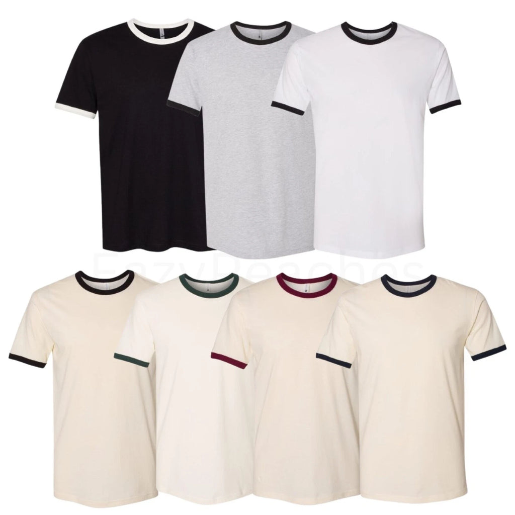 Next Level Men's S-3XL Ultra Soft Cotton Ringer T-Shirt, Basic Crewneck Tee
