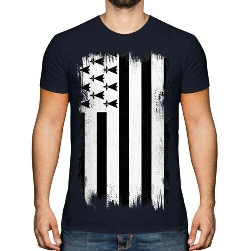 Brittany Grunge Flag T-Shirt T-Shirt Top Football Gift Jersey Clothes