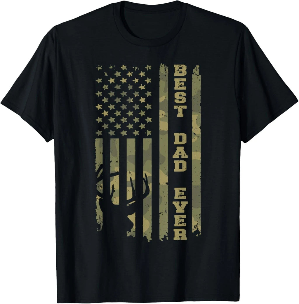 Father's Day Best Dad Ever Vintage Camo USA Flag Deer Hunter Gift Unisex T-Shirt