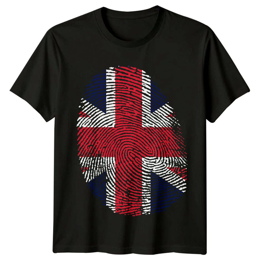 British Flag Fingerprint Mens T-Shirt Union Jack UK Patriotic Tee