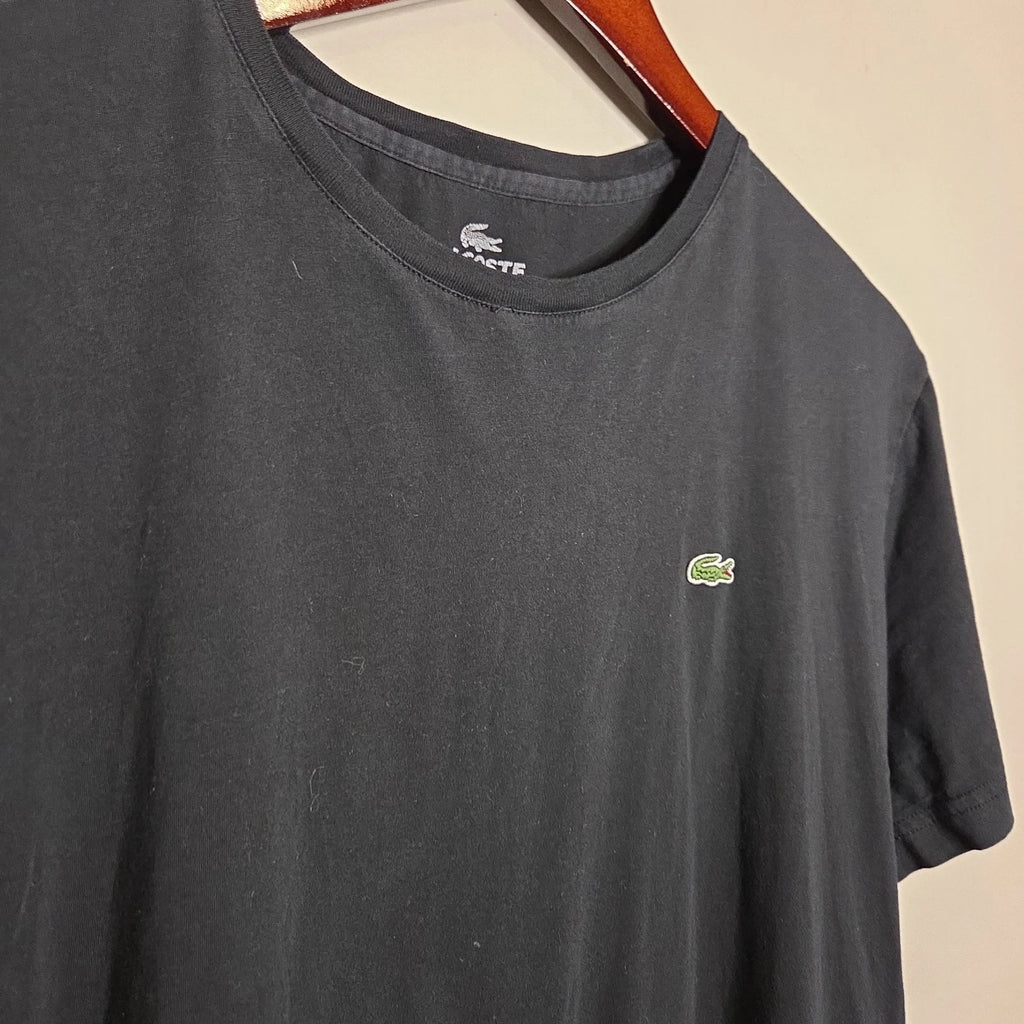 Lacoste Pima Cotton T-Shirt 6 L XL Black Short Sleeve Croc Logo Crew Neck Tee