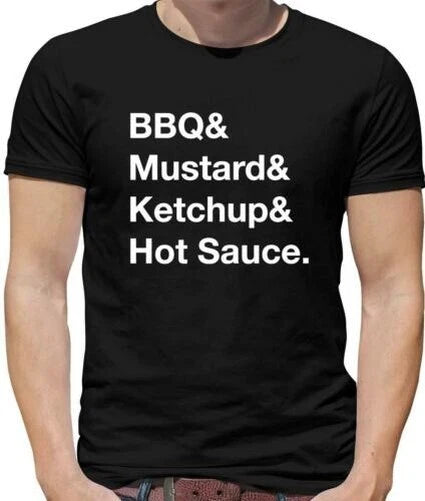 BBQ & Mostaza & Salsa de Tomate Camiseta Hombre - Meme - Broma - Comida - -