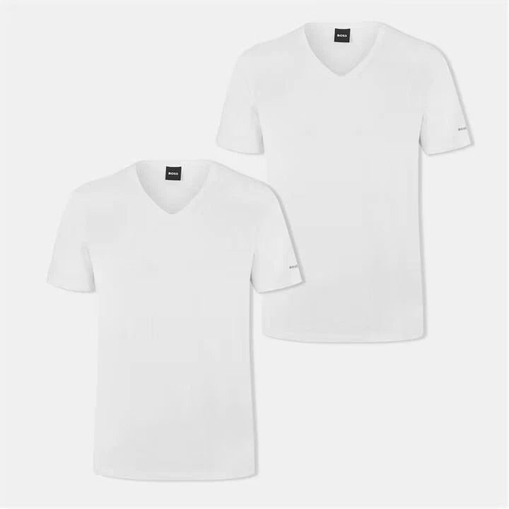 Hugo Boss Mens 2 Pack T Shirts White V Neck Spirit Slim Fit Size S M L XXL