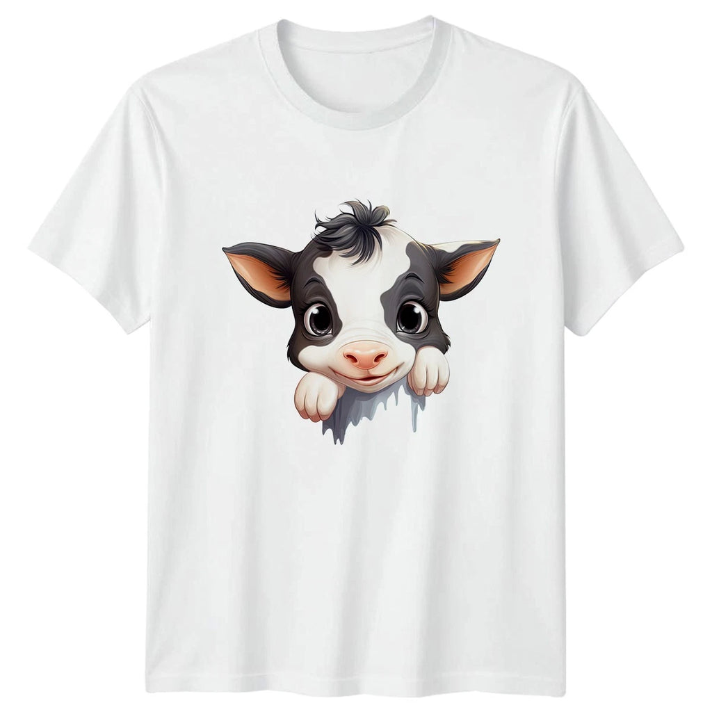 Cute Peeking Cow T-Shirt Cow Animals 2026 Birthday Gift For Him And Her