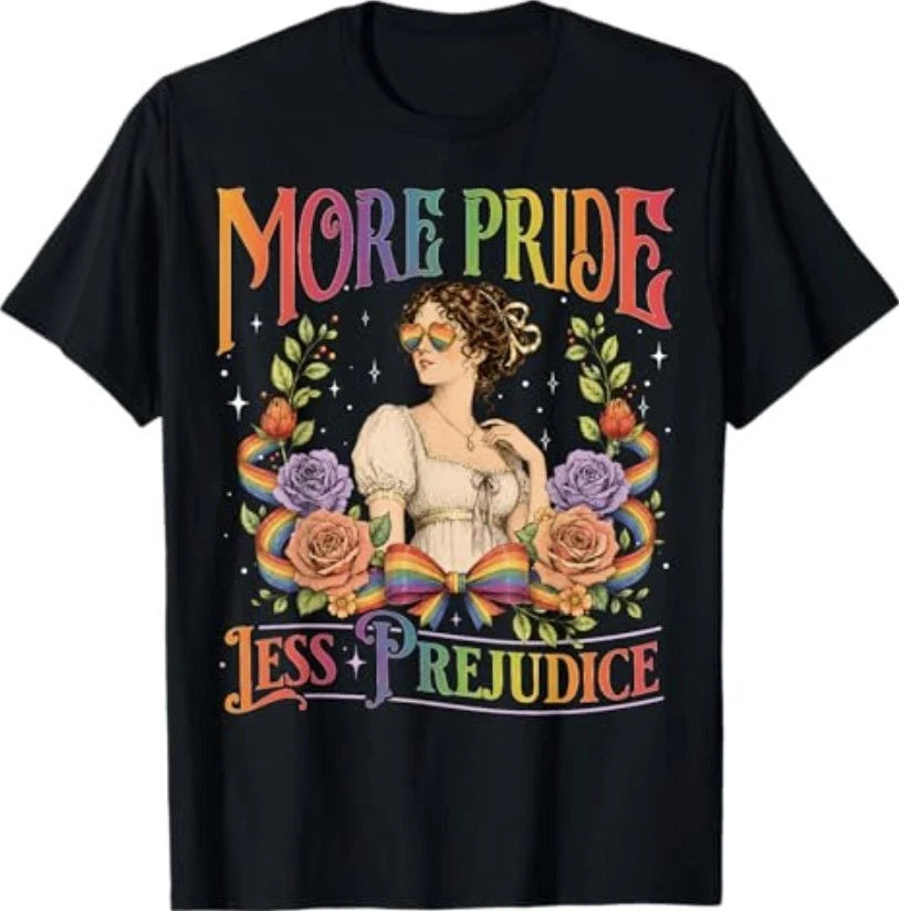 More Pride Less Prejudice Rainbow Vintage Pride Aesthetic T-Shirt S-3XL
