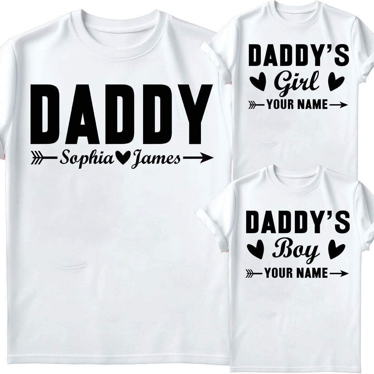 Personalised Daddy & Daddys Boys Girls Fathers Day Kids Matching T-Shirts #FD