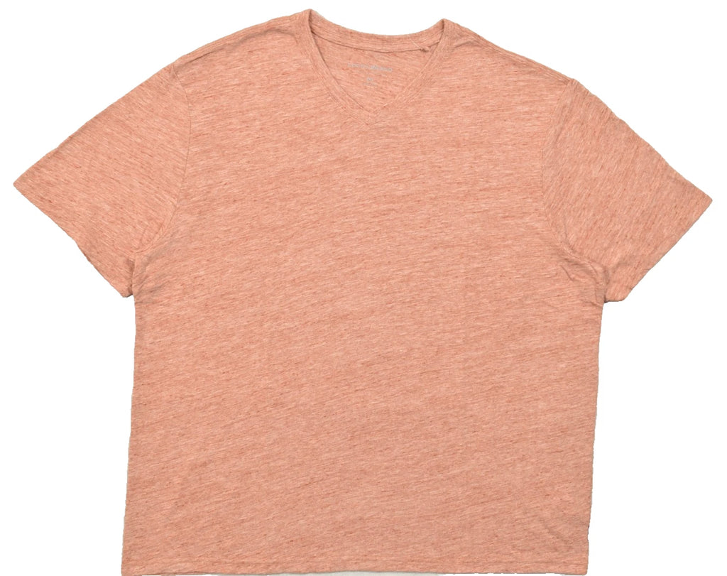 Lucky Brand Men's T Shirt V Neck Short Sleeve Orange Linen Blend Size 2XL NEW