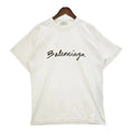 Balenciaga T-shirt Short Sleeve Signature Logo Print Unisex Simple S Size White