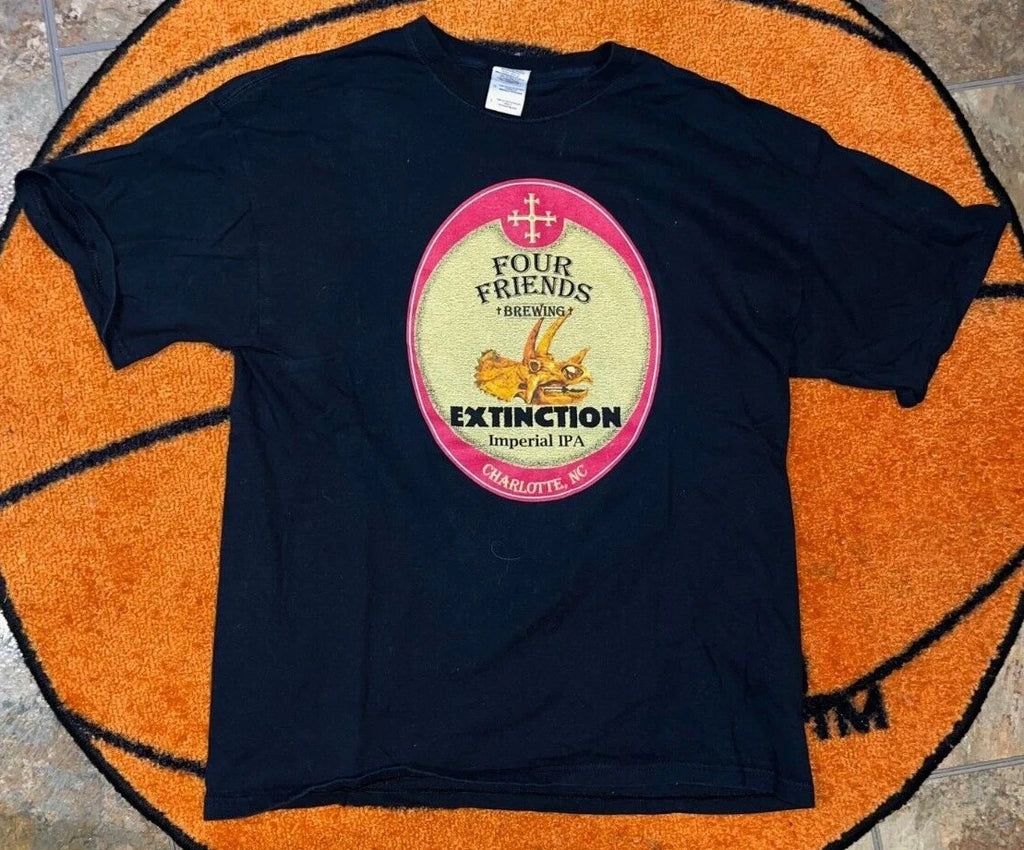 Four Friends Brewing - Extinction Imperial IPA - Black - T-Shirt - Charlotte NC