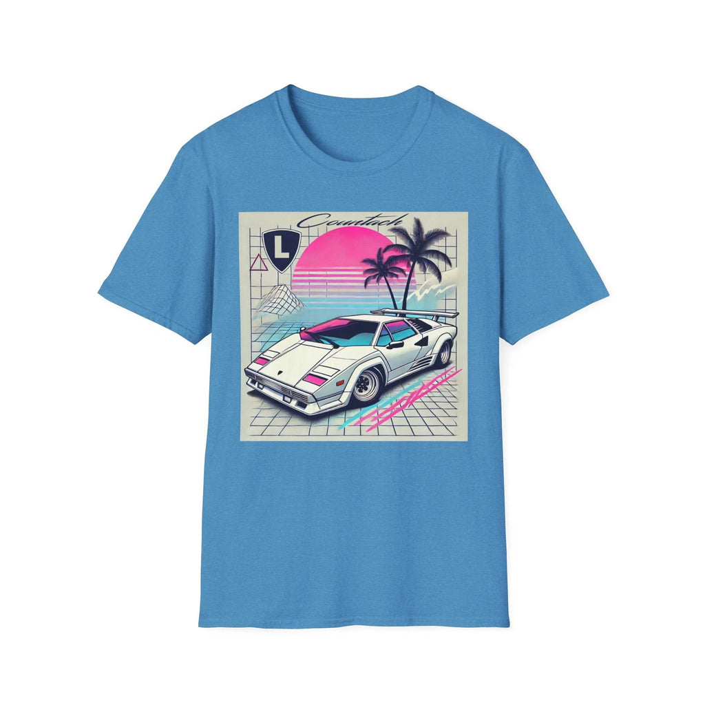Countach Retro 80s 90s Vaporwave Neon Sunset Palm Tree T-Shirt