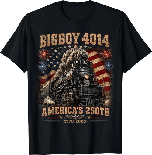 250th Anniversary USA Big Boy 4014 Train Vintage US Flag T-Shirt