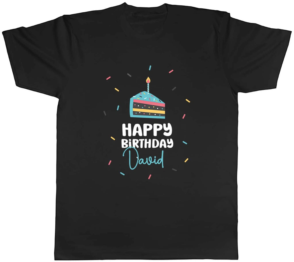 Personalised Happy Birthday Celebration In Blue Mens Unisex T-Shirt Tee Gift