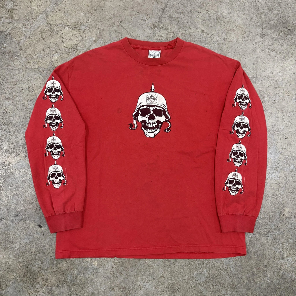 Vintage West Coast Choppers Shirt Mens XL Red Skull Helmet Biker Motorcycle 2003